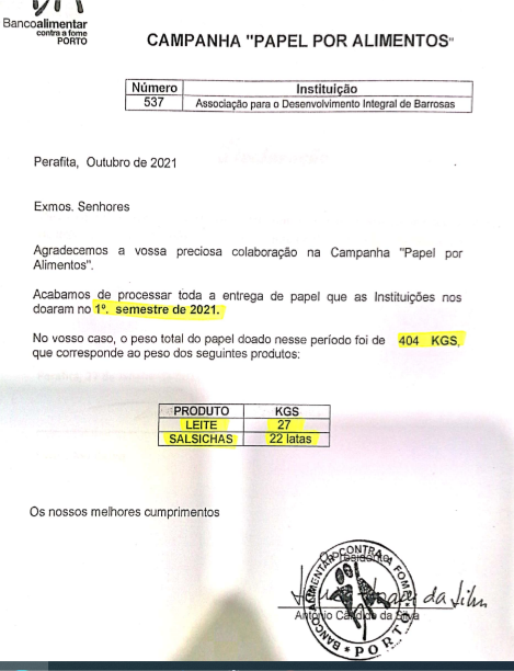 Campanha - "Papel por Alimentos"